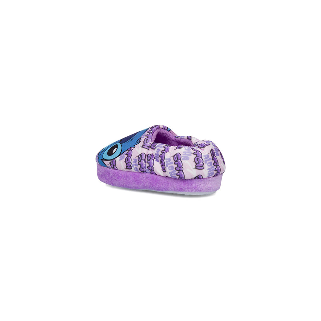 Pantofole lilla da bambina e bambino con stampe e logo Stitch