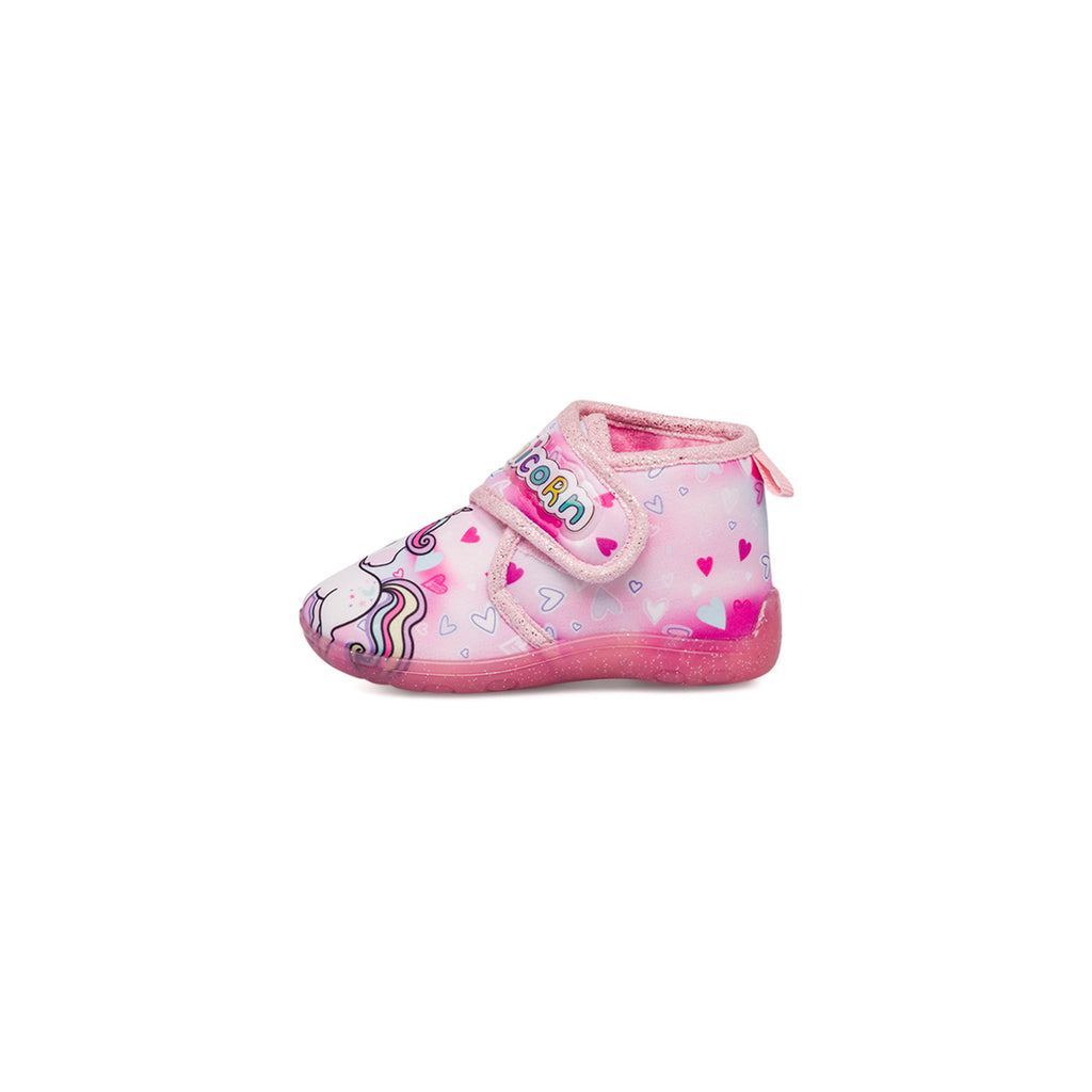 Pantofole da bambina rosa con stampe Unicorno