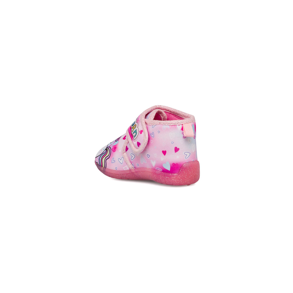 Pantofole da bambina rosa con stampe Unicorno