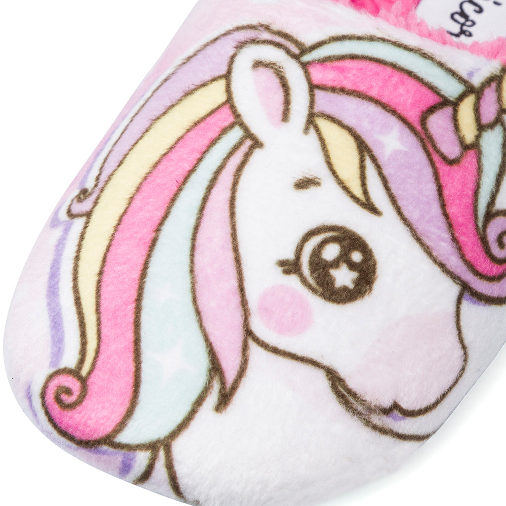 Pantofole da bambina rosa con stampe Unicorno