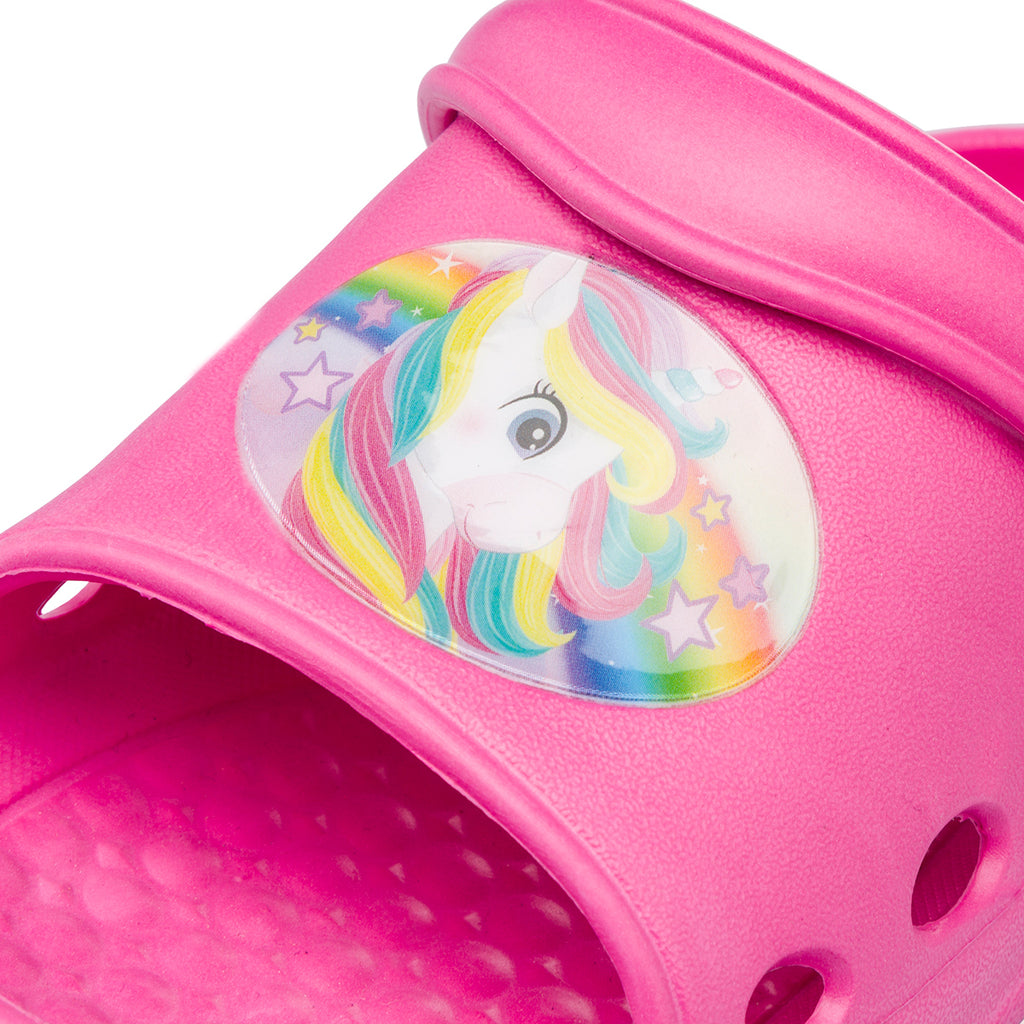 Ciabatte fucsia da Bambina con stampa frontale Unicorno