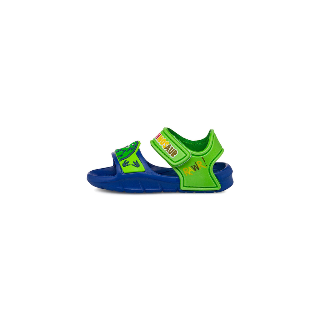 Sandali blu e verde da bambino con patch Dinosauri