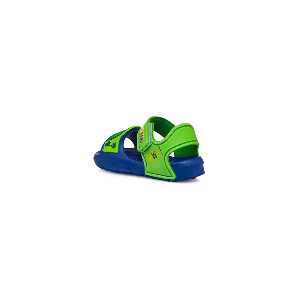 Sandali blu e verde da bambino con patch Dinosauri