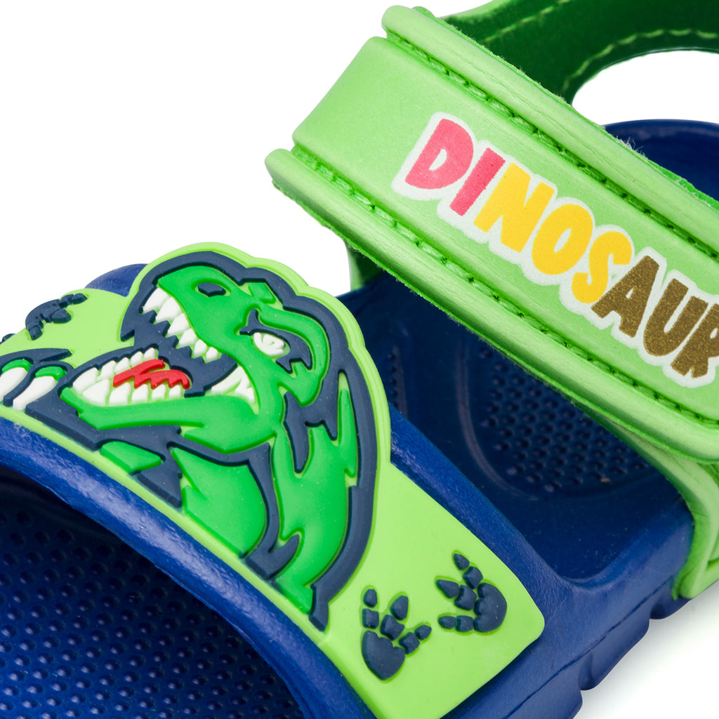 Sandali blu e verde da bambino con patch Dinosauri