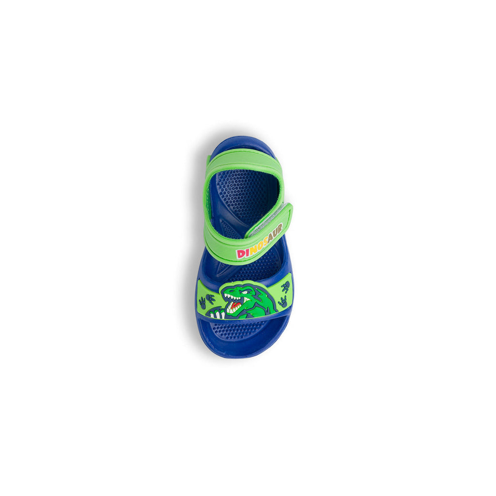 Sandali blu e verde da bambino con patch Dinosauri