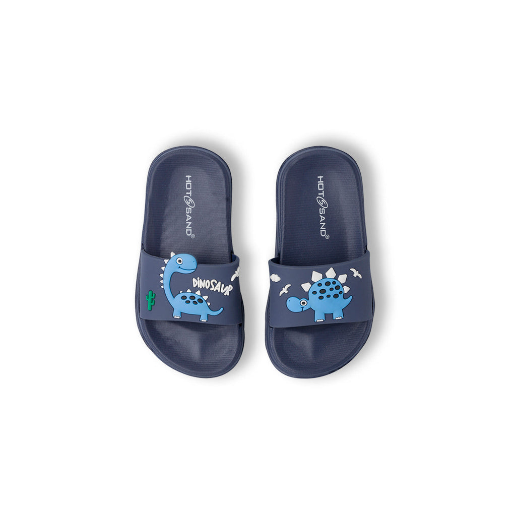 Ciabatte da Bambino blu in gomma con dinosauri Hot Sand