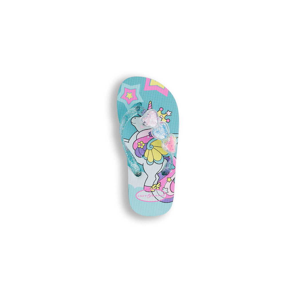 Ciabatte glitterate turchesi da Bambina con stampa sulla suola Unicorno