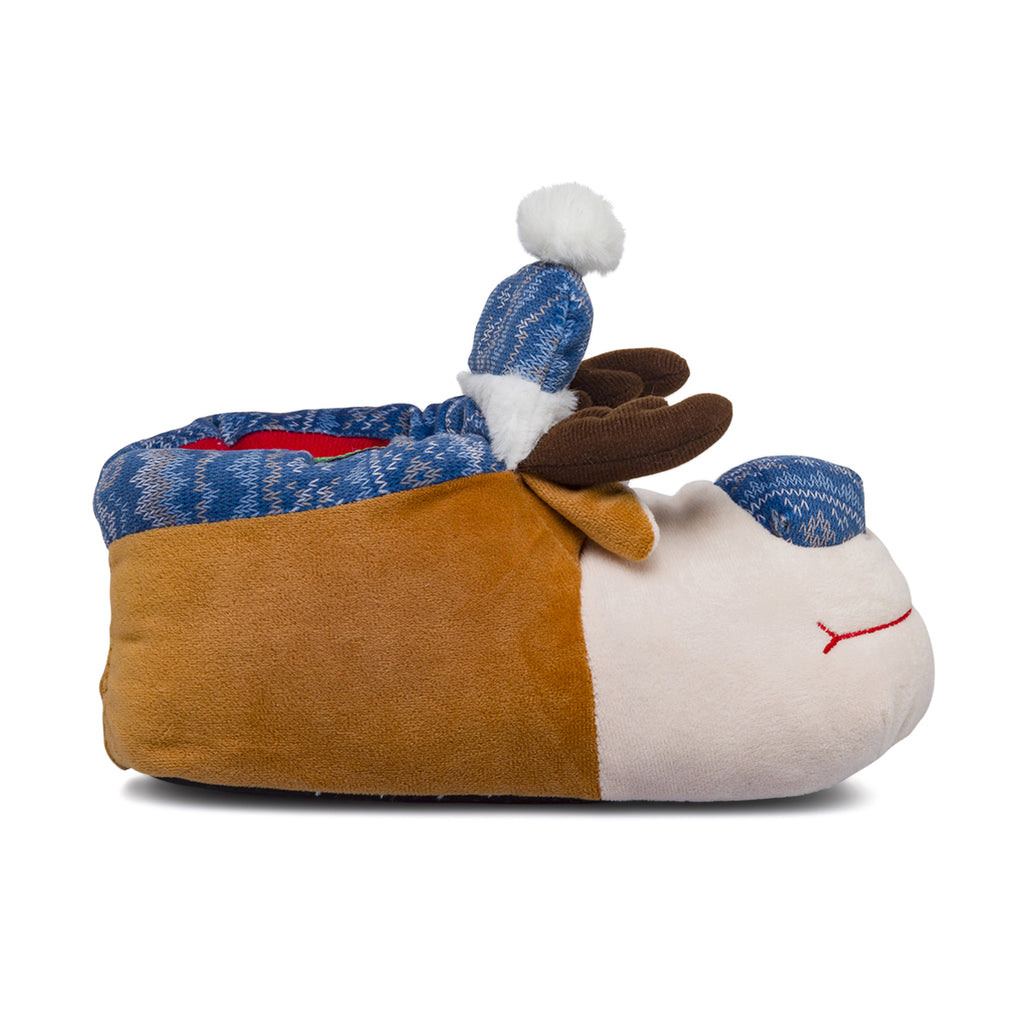 Pantofole bambini Griff marrone e blu a forma di renna
