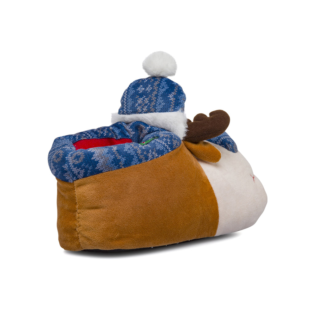 Pantofole bambini Griff marrone e blu a forma di renna