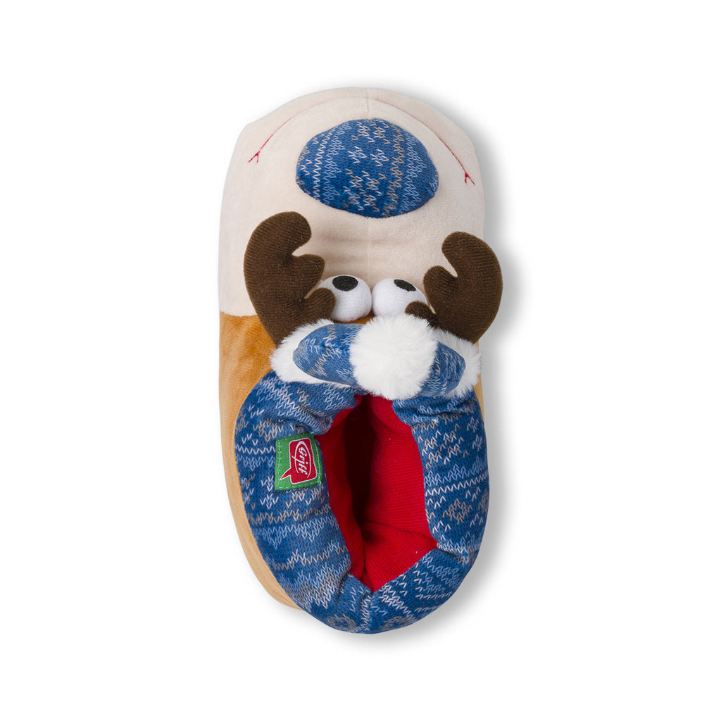 Pantofole bambini Griff marrone e blu a forma di renna