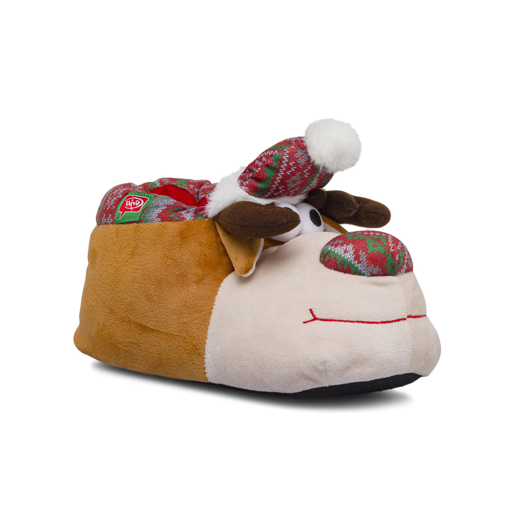 Pantofole da bambini Griff in tessuto peluche a forma di Renna Natale
