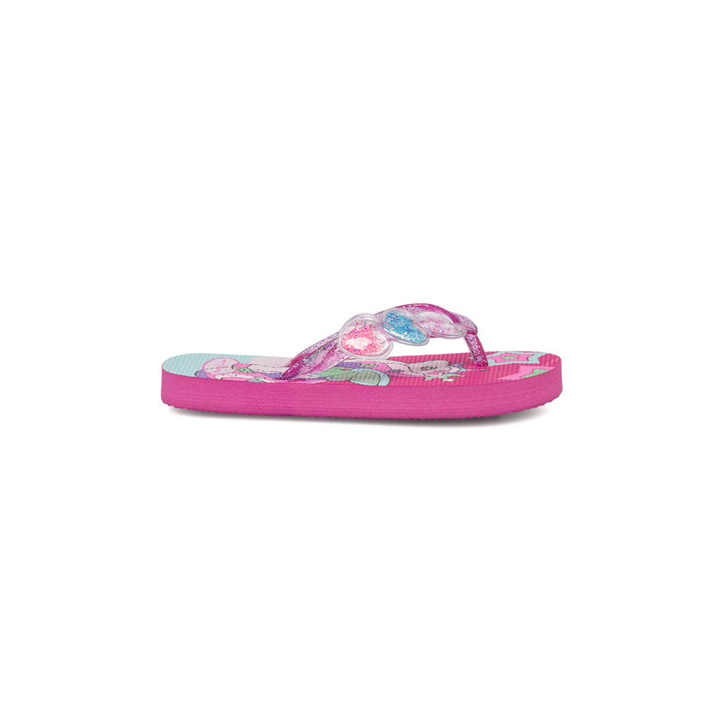 Ciabatte infradito da bambina fucsia con stampa multicolore Unicorno Hot Sand