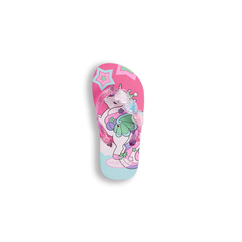 Ciabatte infradito da bambina fucsia con stampa multicolore Unicorno Hot Sand