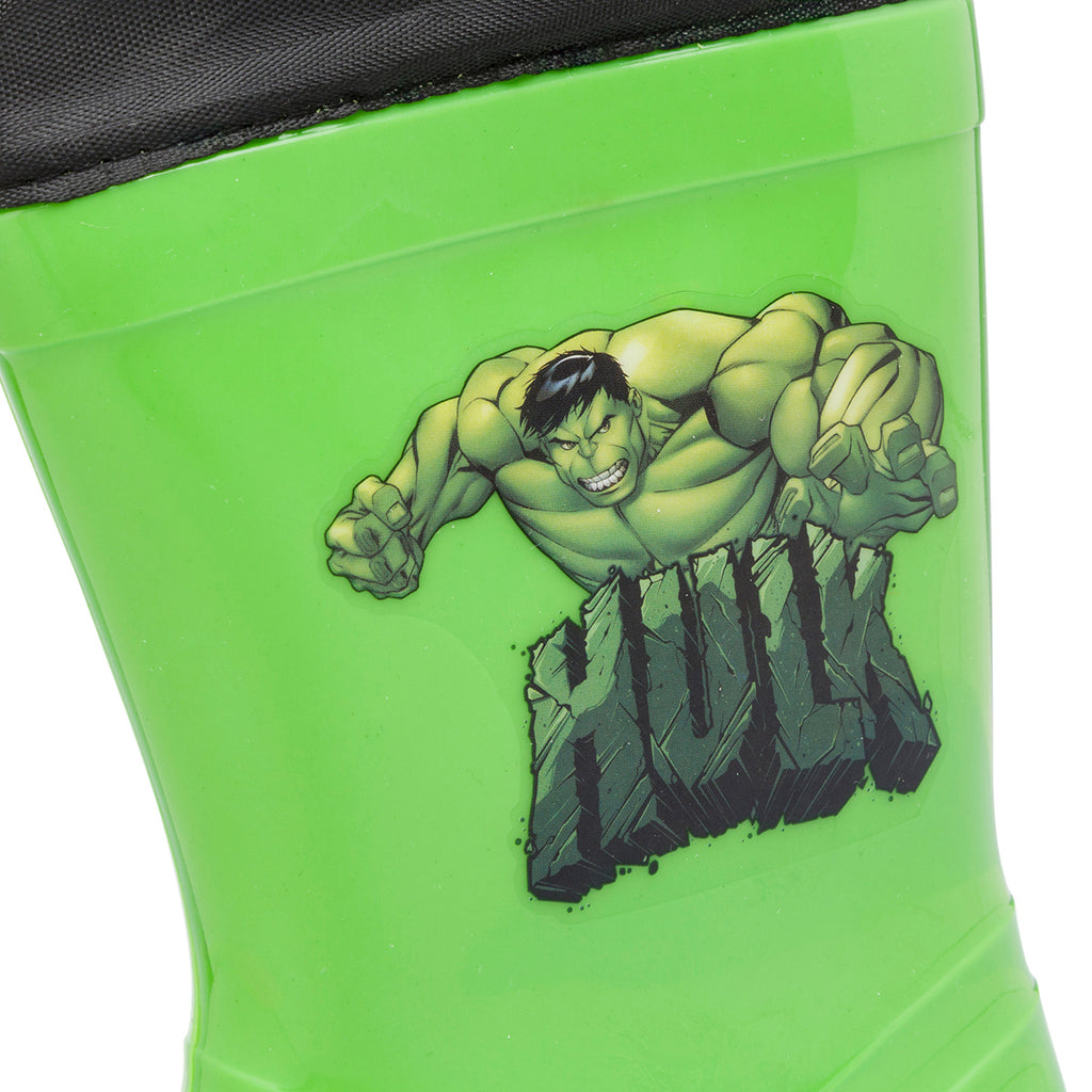 Stivali da pioggia da bambino verdi con stampa Hulk