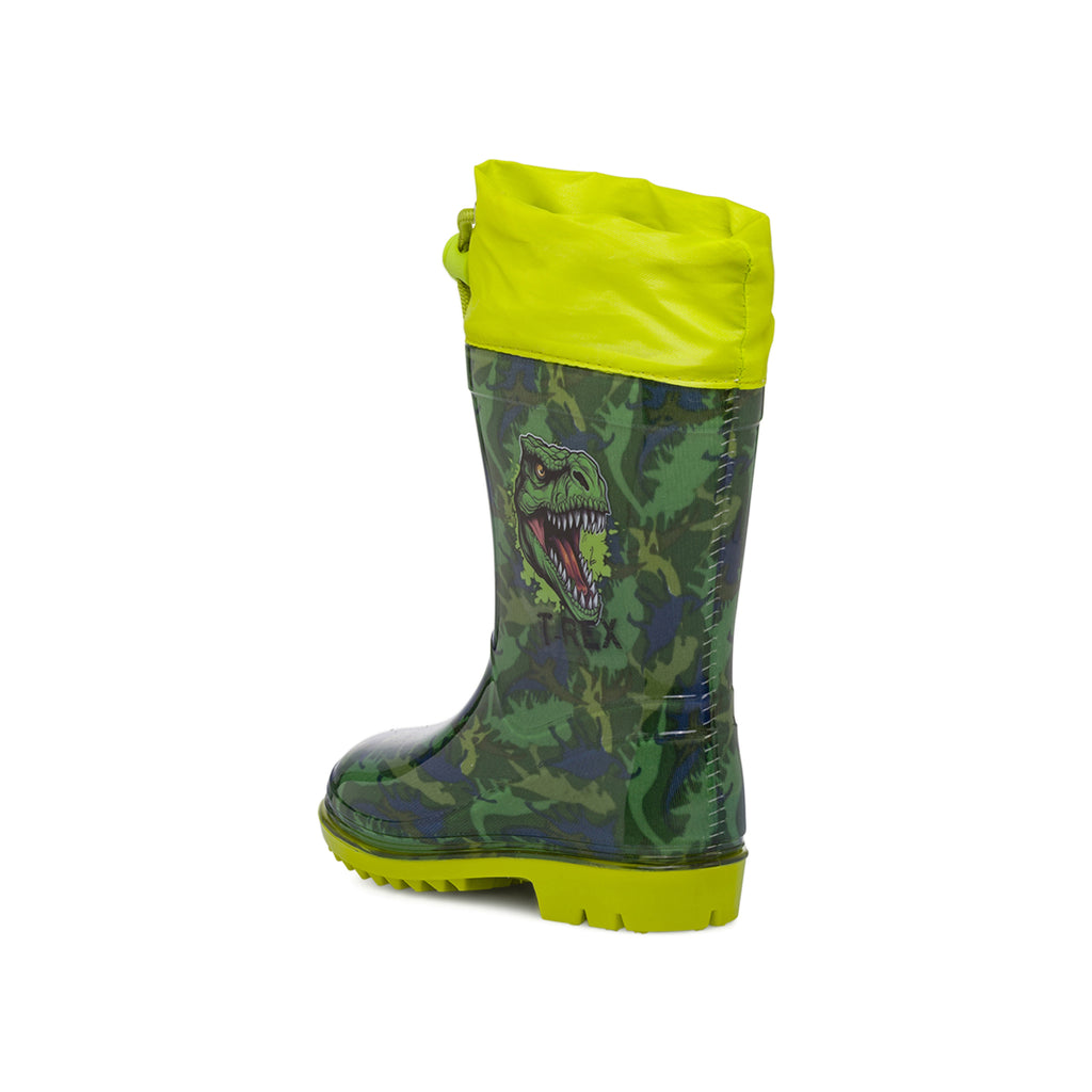 Stivali da pioggia verde militare da Bambino con stampa T-Rex