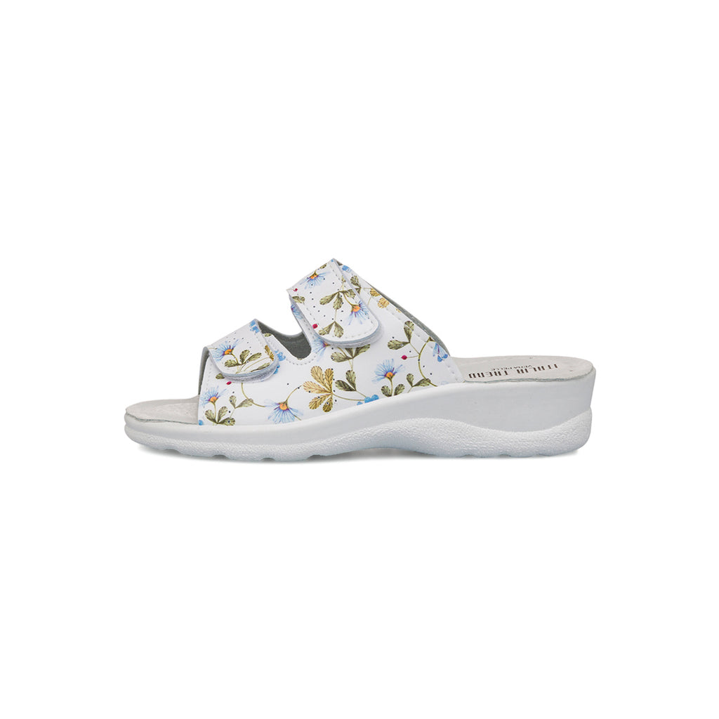 Ciabatte da Donna con doppia fascia bianche con stampa floreale Italia Trend