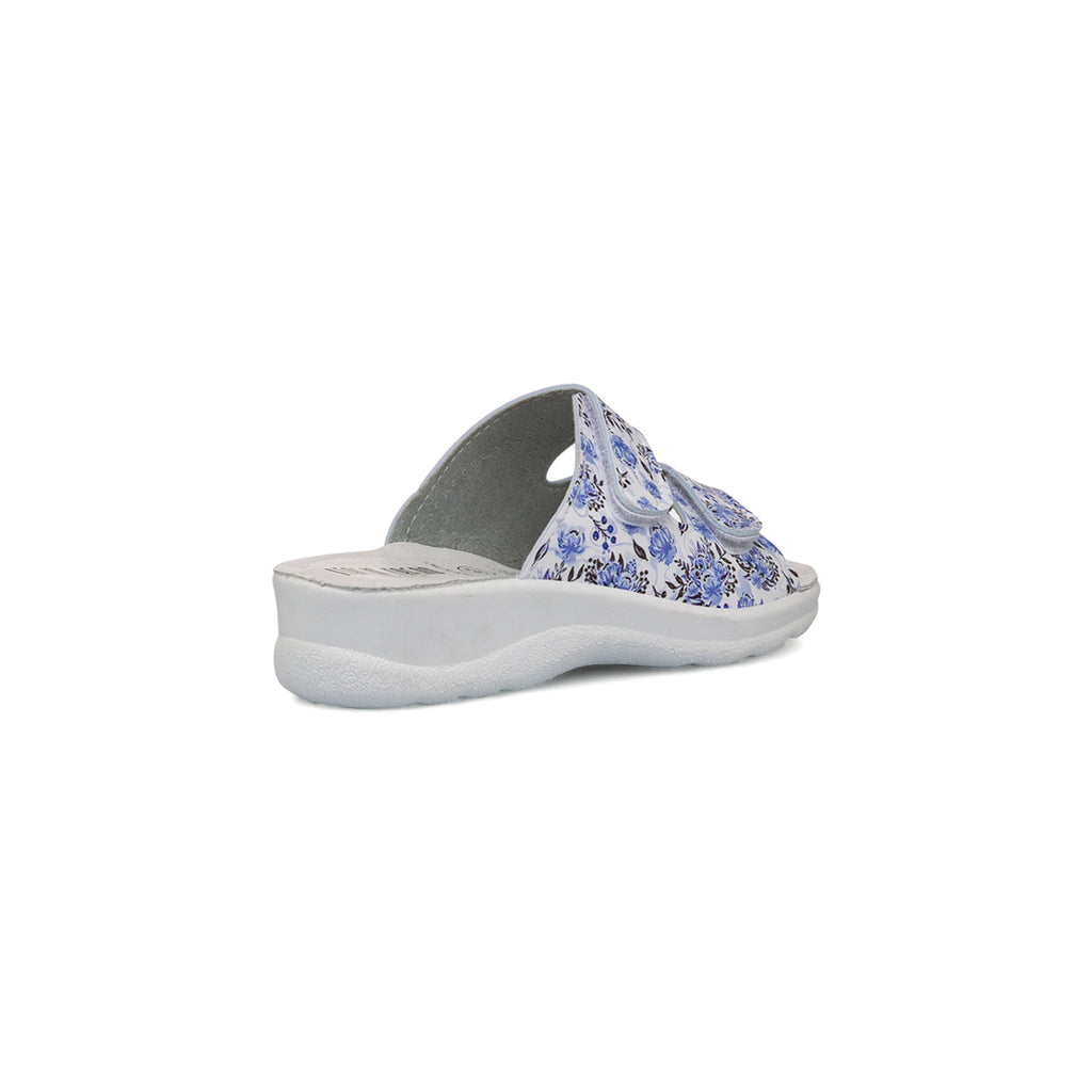 Ciabatte da Donna con doppia fascia blu con stampa floreale Italia Trend