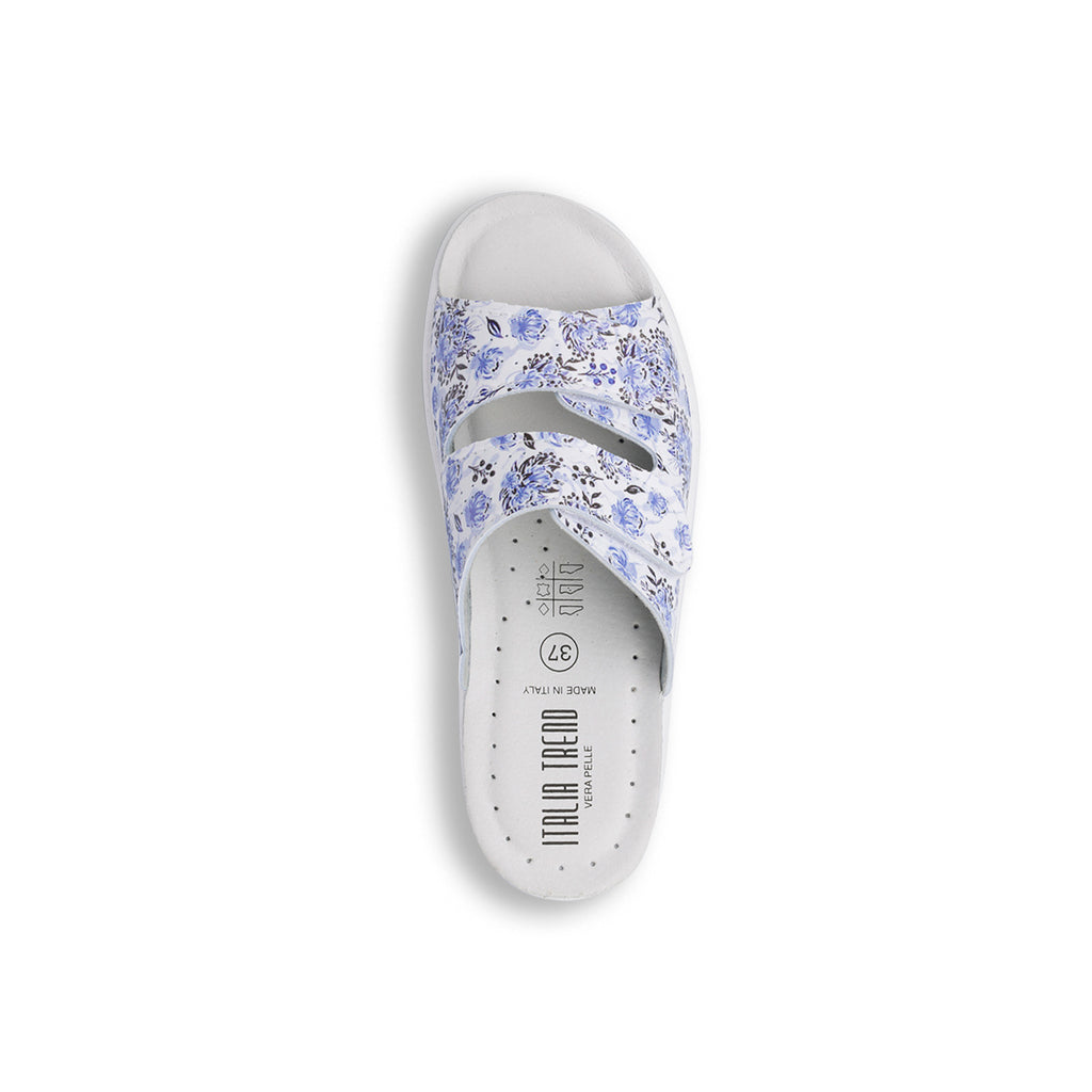 Ciabatte da Donna con doppia fascia blu con stampa floreale Italia Trend