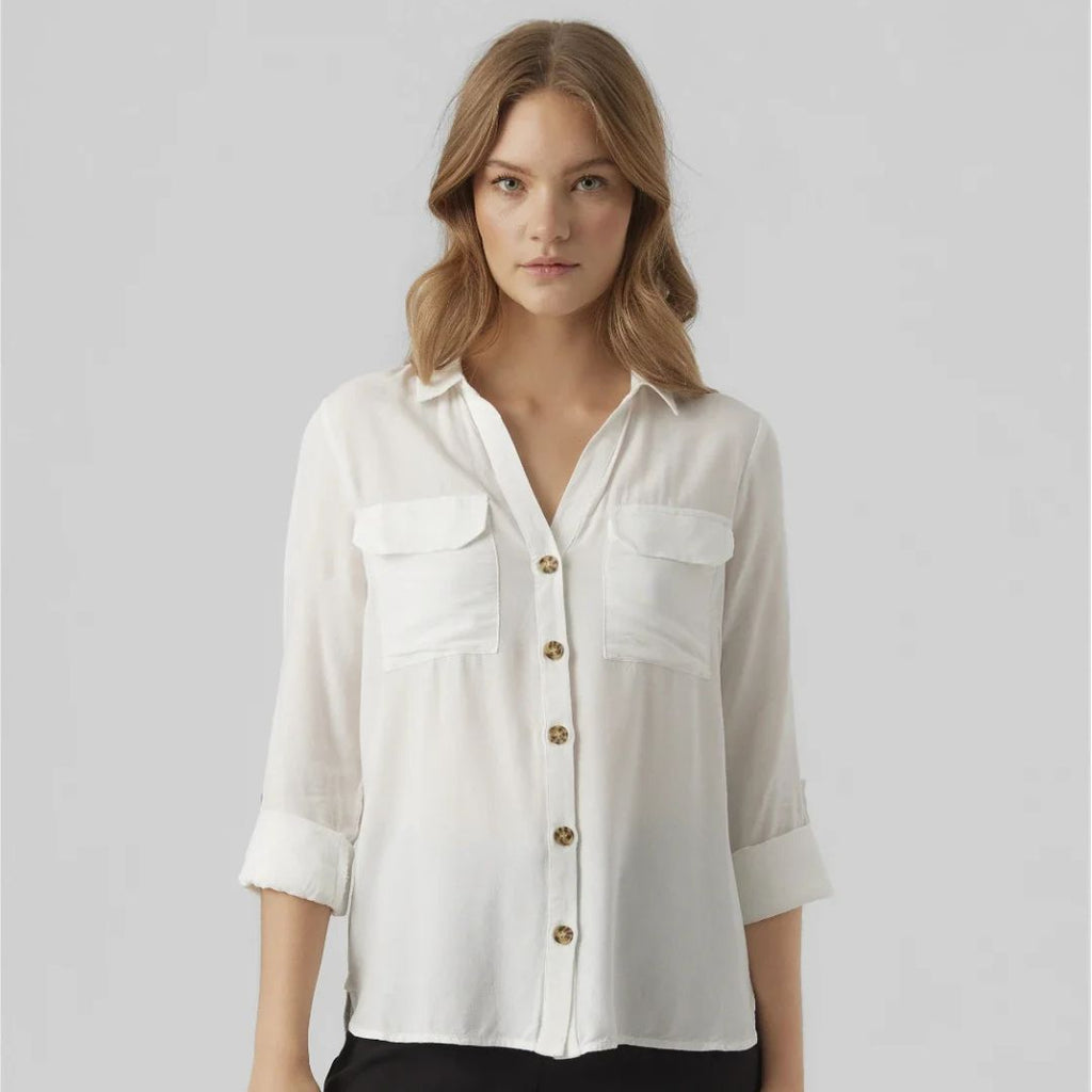 Camicia bianca da donna con tasche Vero Moda