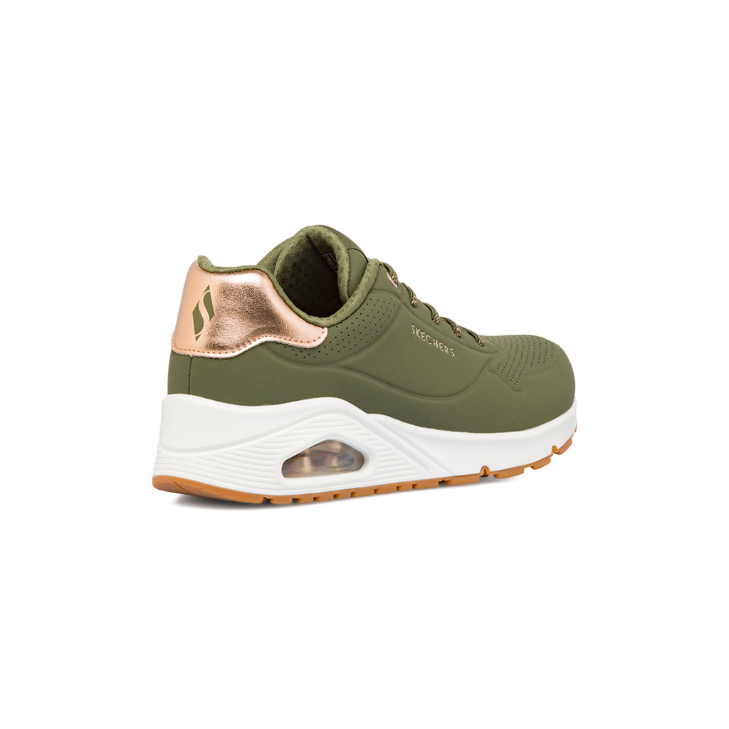 Sneakers da donna verde militare con ammortizzazione ad aria e memory foam Skechers Uno