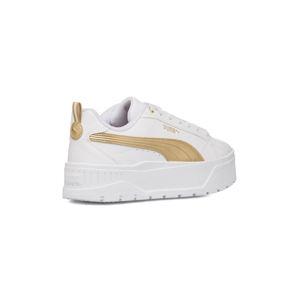 Sneakers da donna bianche con suola platform e dettagli oro Puma Karmen Metallic
