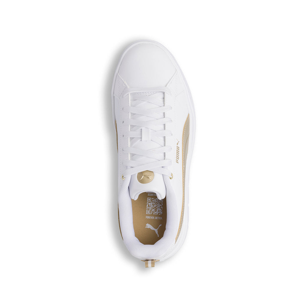 Sneakers da donna bianche con suola platform e dettagli oro Puma Karmen Metallic
