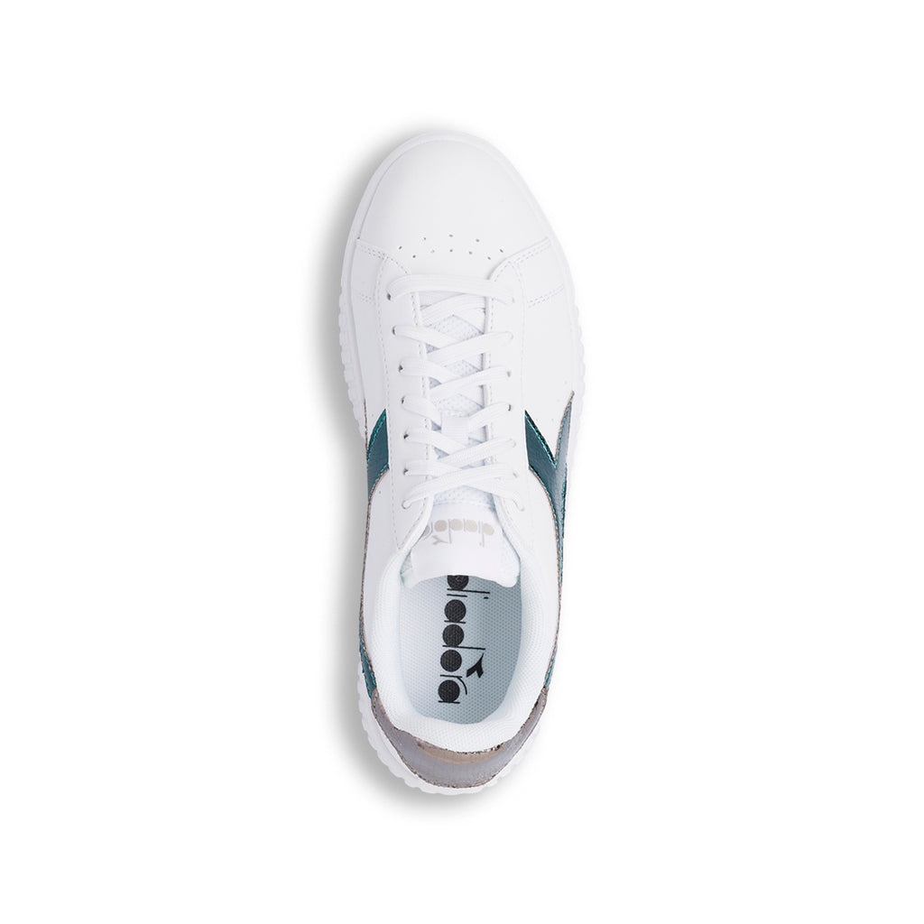Sneakers da donna bianche con dettaglio verde metallizzato Diadora