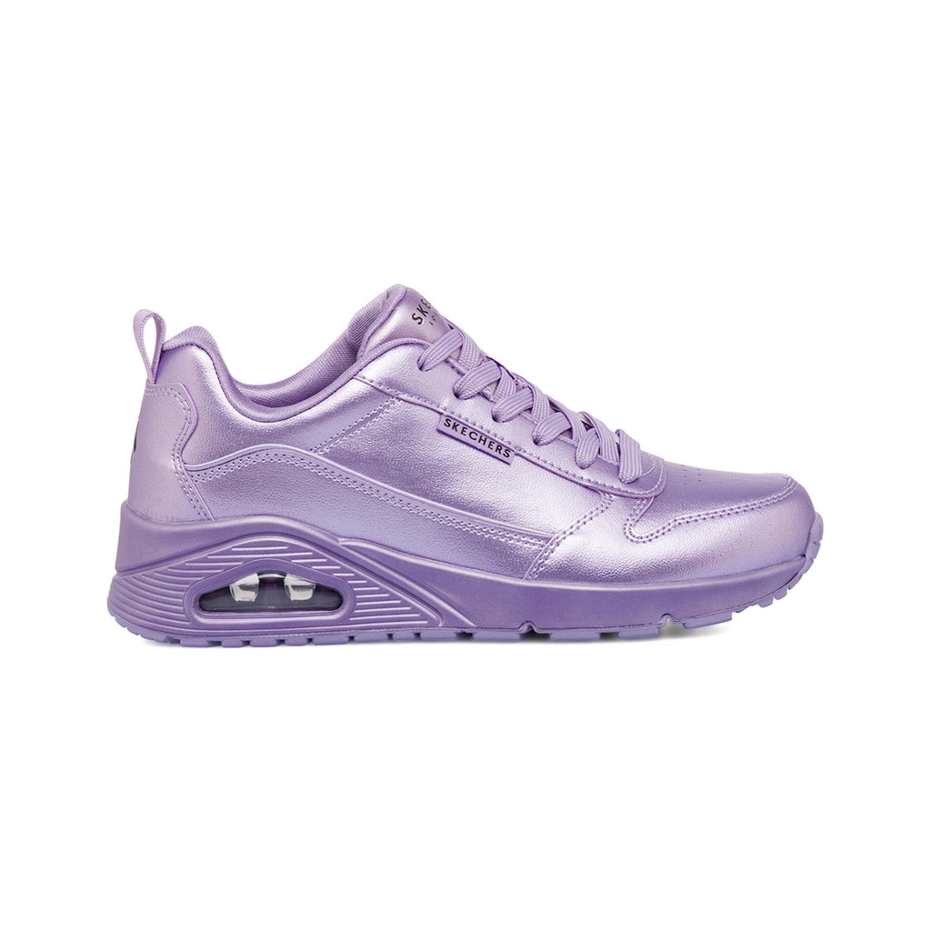 Sneakers viola effetto metallizzato da donna con suola ad aria Skechers Uno