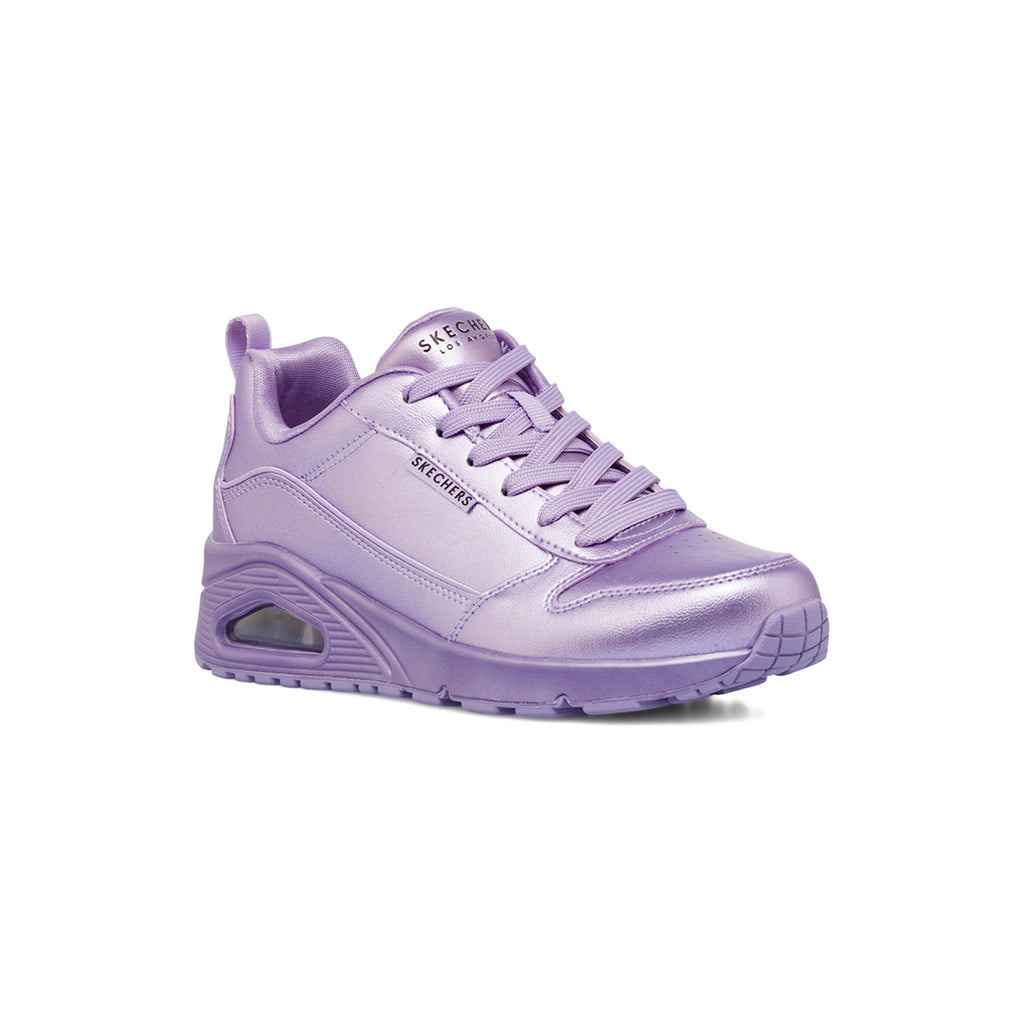 Sneakers viola effetto metallizzato da donna con suola ad aria Skechers Uno