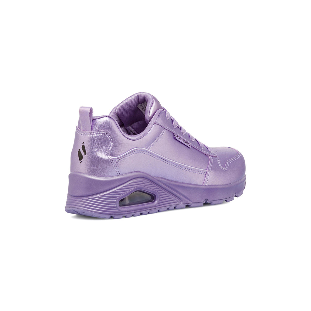 Sneakers viola effetto metallizzato da donna con suola ad aria Skechers Uno