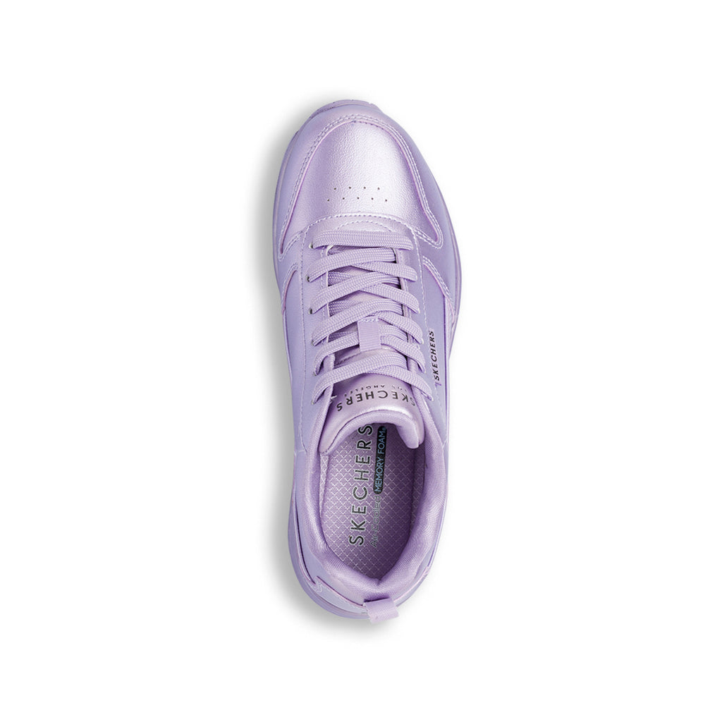 Sneakers viola effetto metallizzato da donna con suola ad aria Skechers Uno