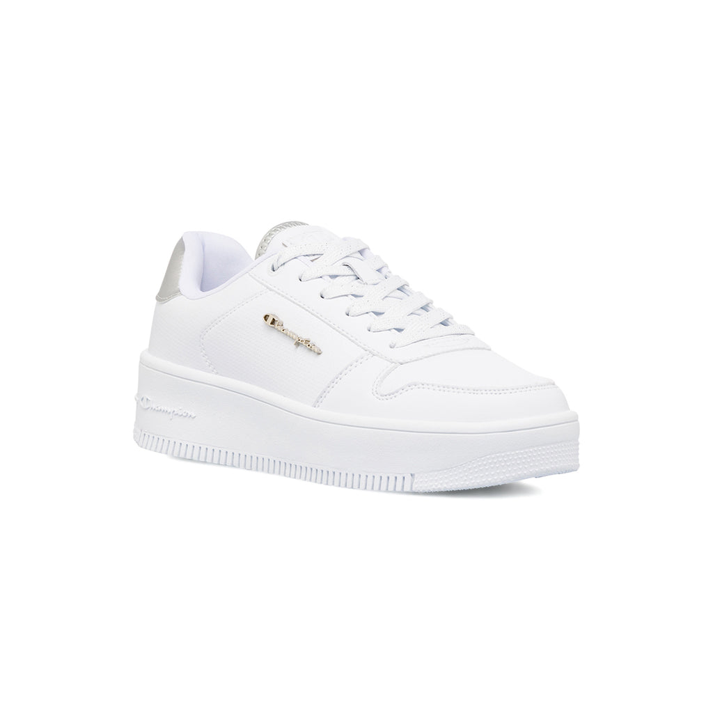 Sneakers da donna platform bianche con logo Champion PLat Chromo