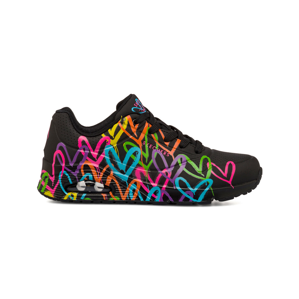 Sneakers nere da Donna con stampa cuori multicolore in memory foam Skechers Uno