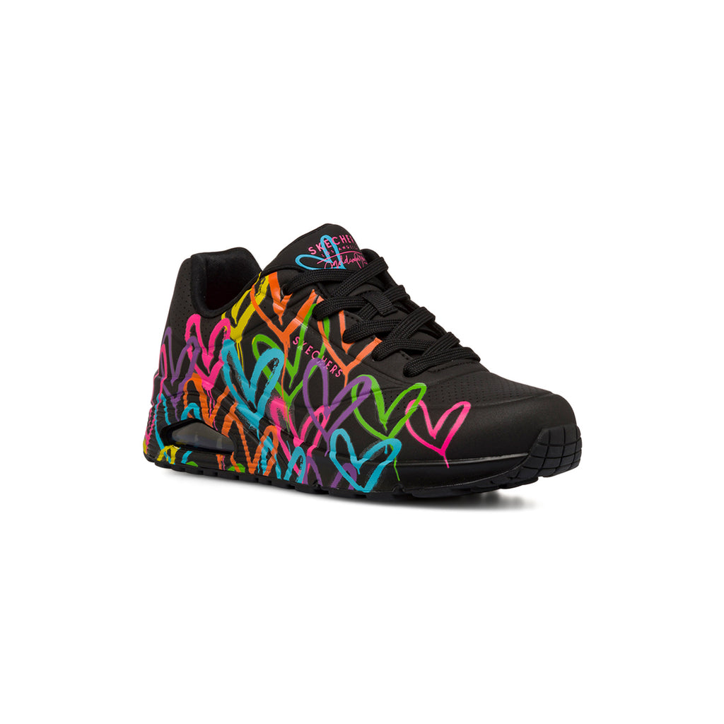 Sneakers nere da Donna con stampa cuori multicolore in memory foam Skechers Uno