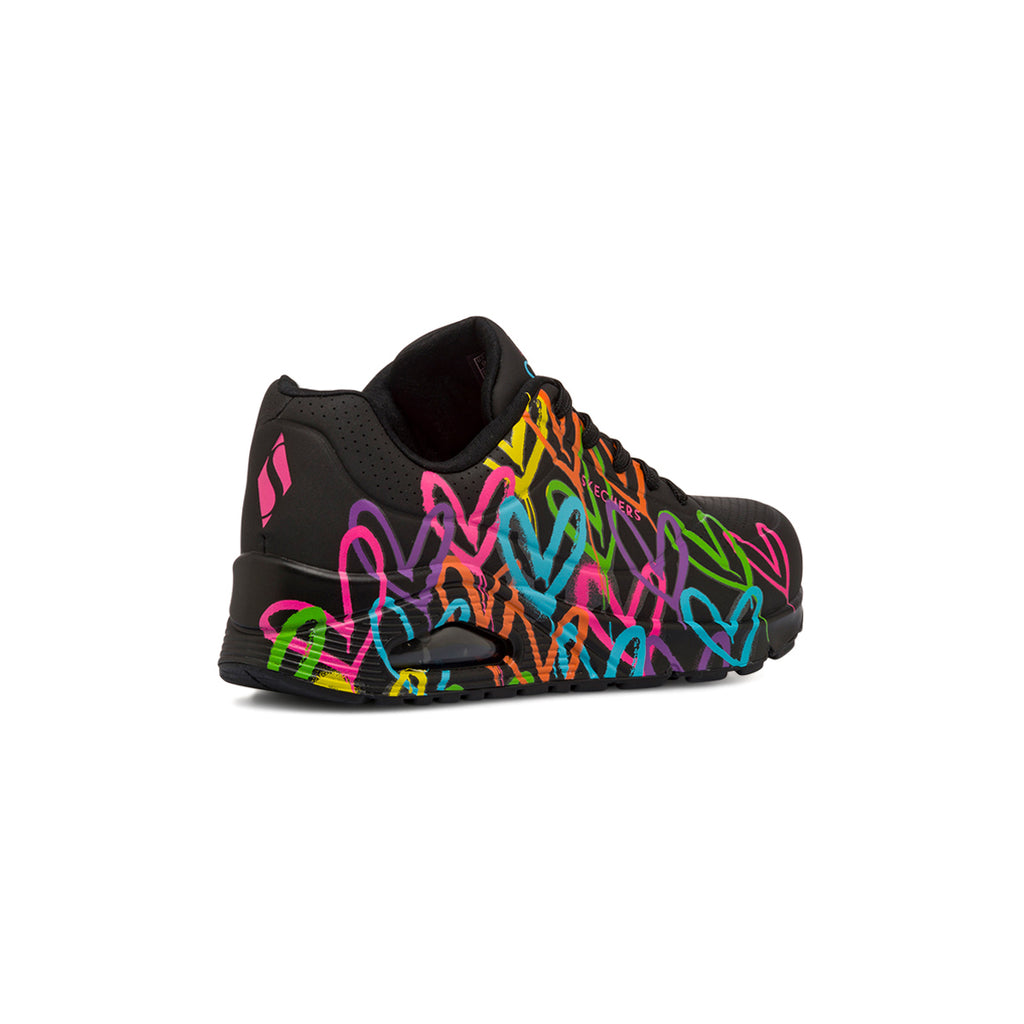 Sneakers nere da Donna con stampa cuori multicolore in memory foam Skechers Uno