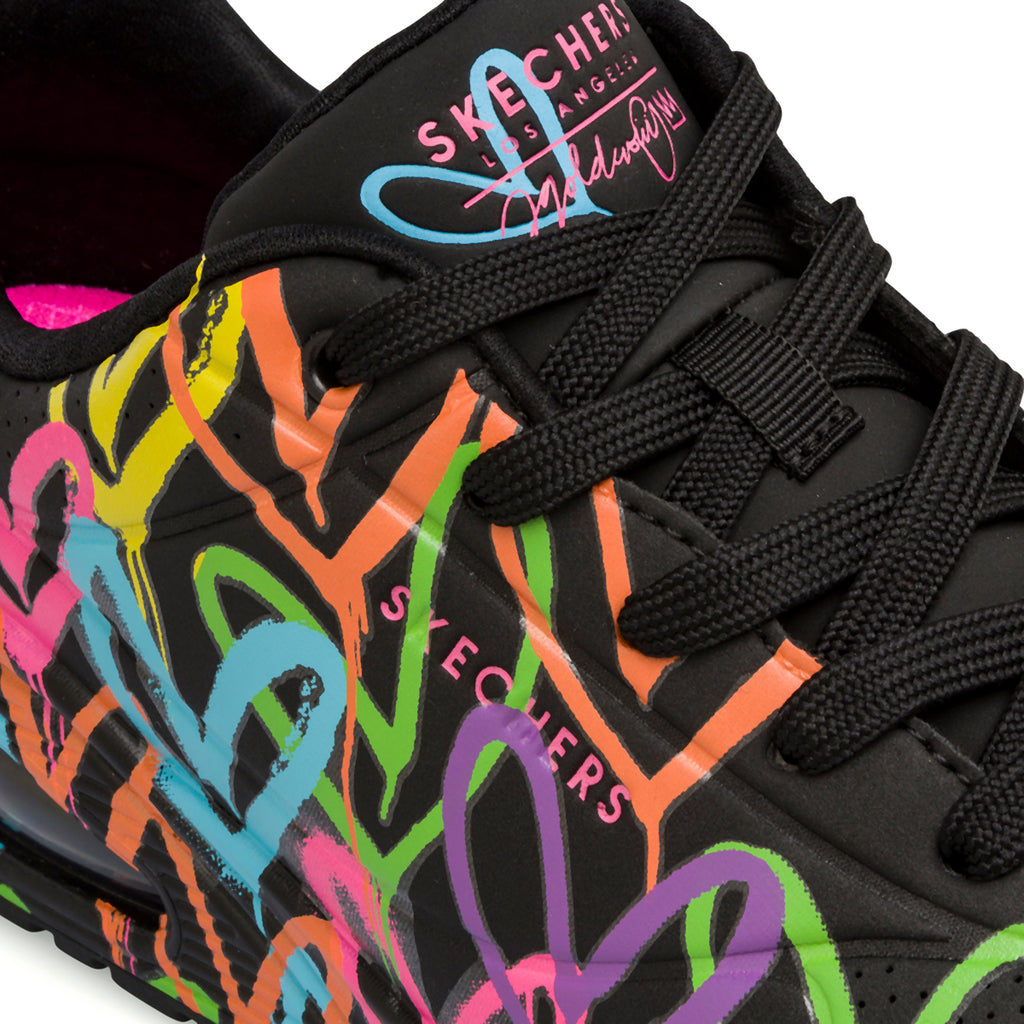 Sneakers nere da Donna con stampa cuori multicolore in memory foam Skechers Uno