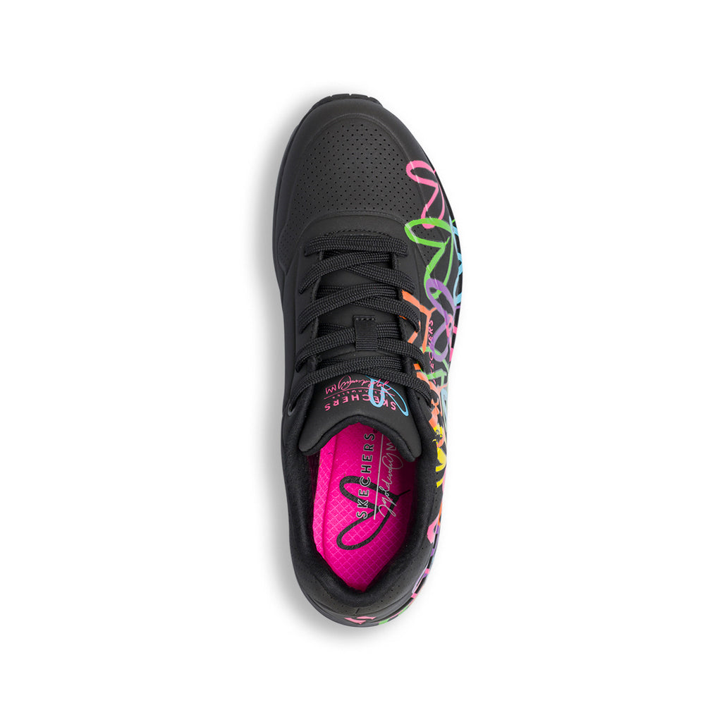 Sneakers nere da Donna con stampa cuori multicolore in memory foam Skechers Uno
