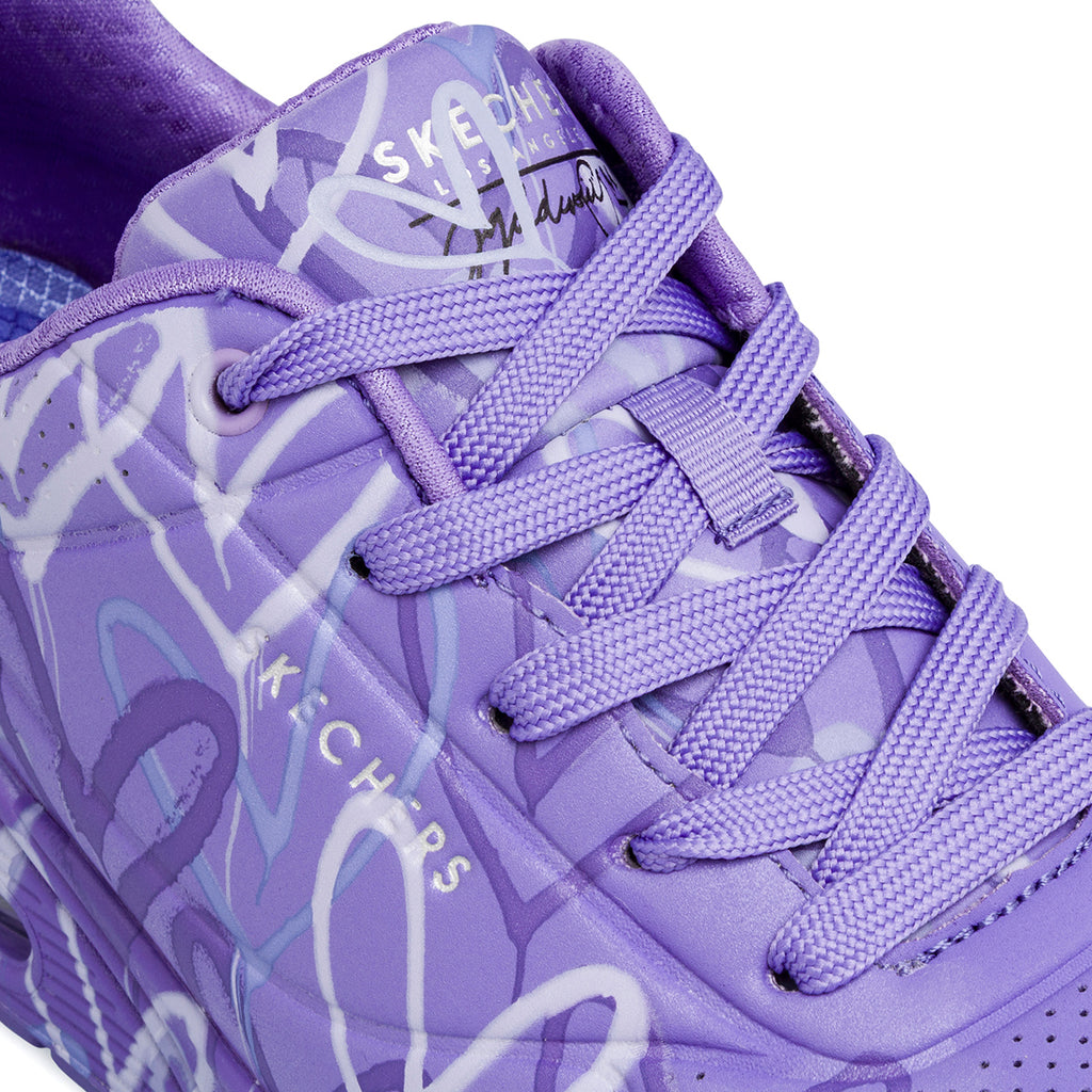 Sneakers viola da Donna Skechers Uno con cuori e soletta memory foam