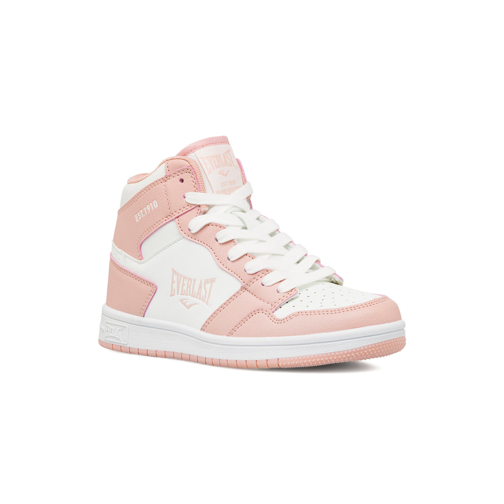 Sneakers alte da donna bianche e rosa con logo Everlast