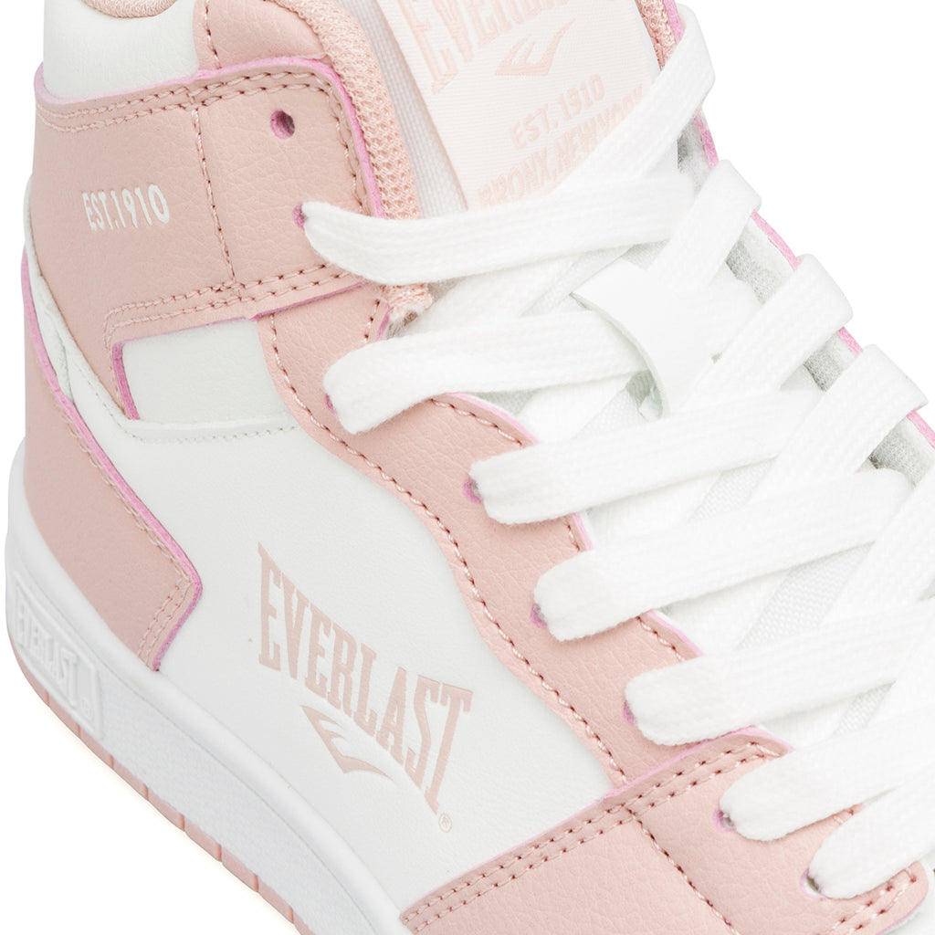 Sneakers alte da donna bianche e rosa con logo Everlast