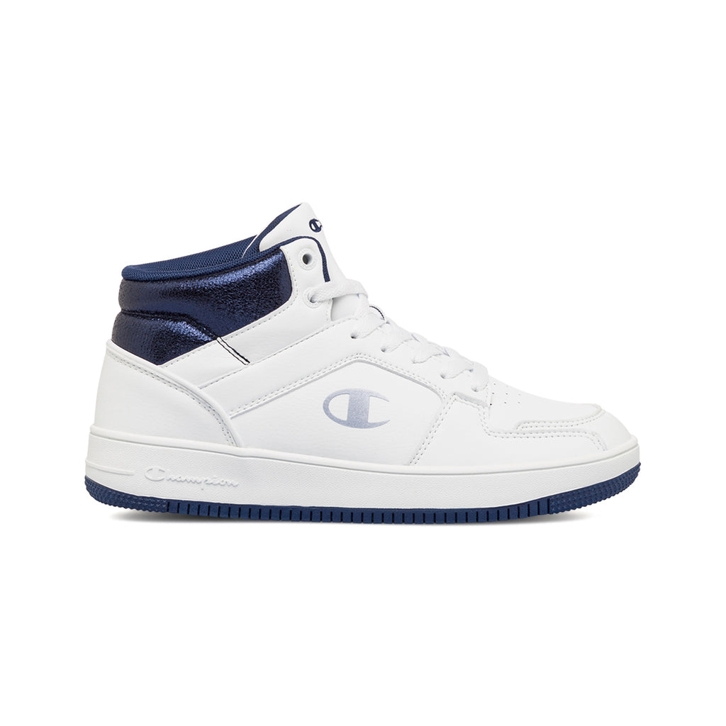 Sneakers alte da donna bianche con dettagli blu Champion Mid Foil