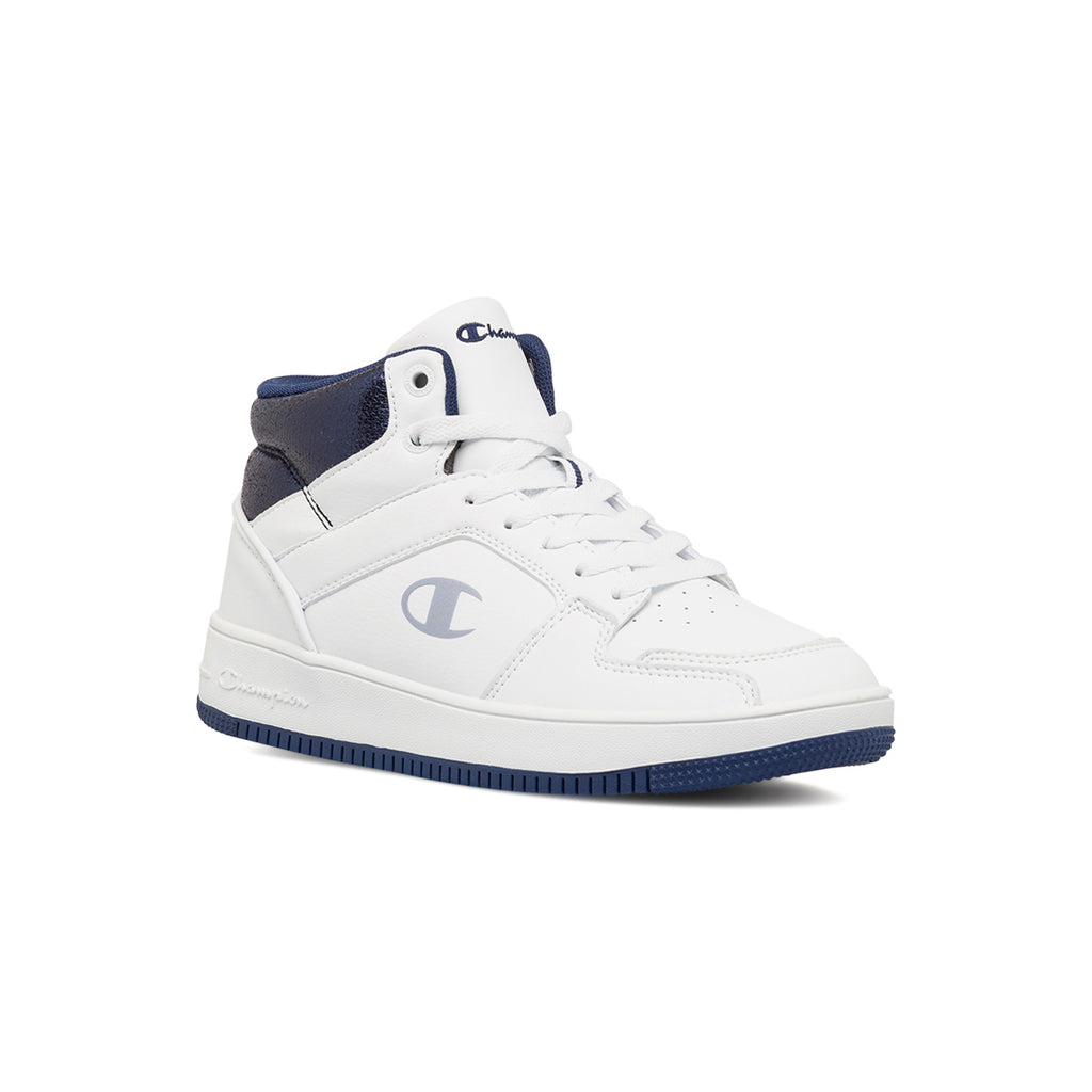 Sneakers alte da donna bianche con dettagli blu Champion Mid Foil