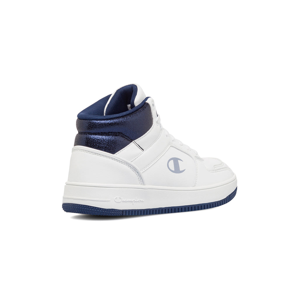 Sneakers alte da donna bianche con dettagli blu Champion Mid Foil