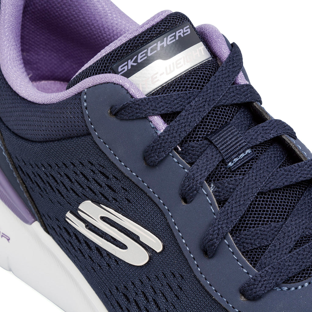 Scarpe da ginnastica blu e lilla da donna in memory foam Skechers Air Dynamight 2.0