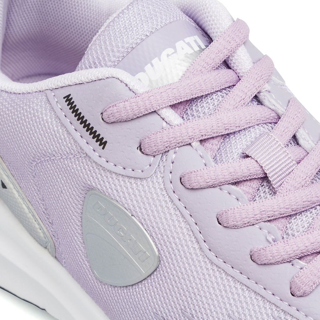 Sneakers da donna argento e lilla con logo Ducati Titanium