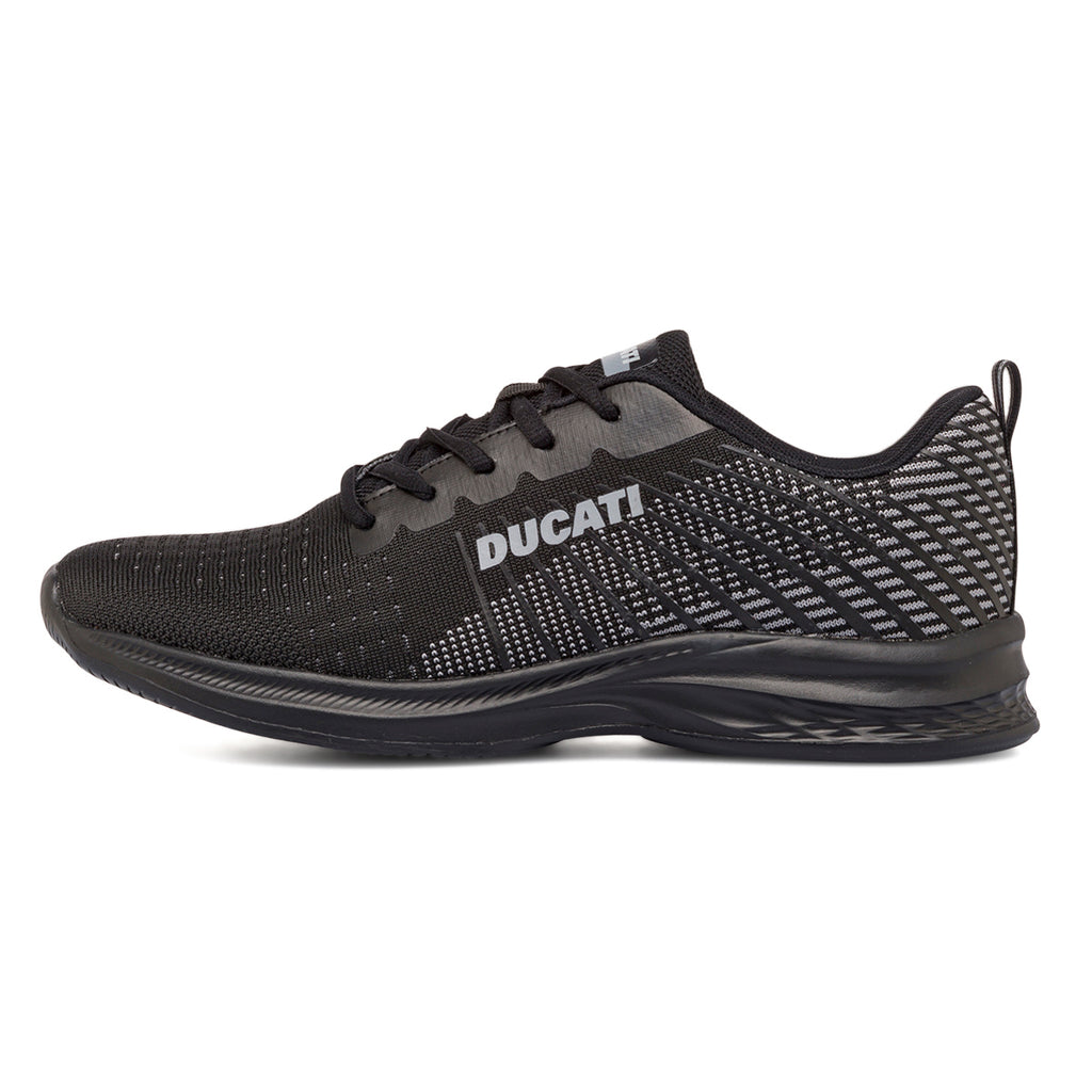 Sneakers da uomo in tessuto mesh nere con logo Ducati