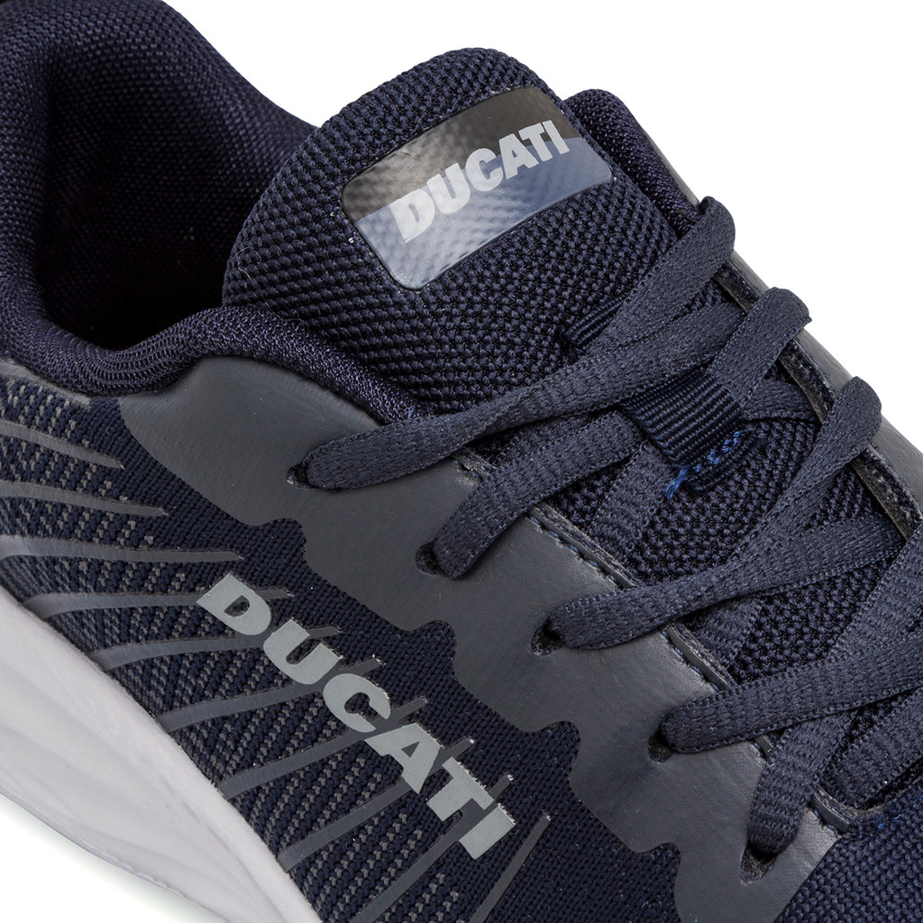 Sneakers blu da uomo con dettagli grigi e logo Ducati Radio