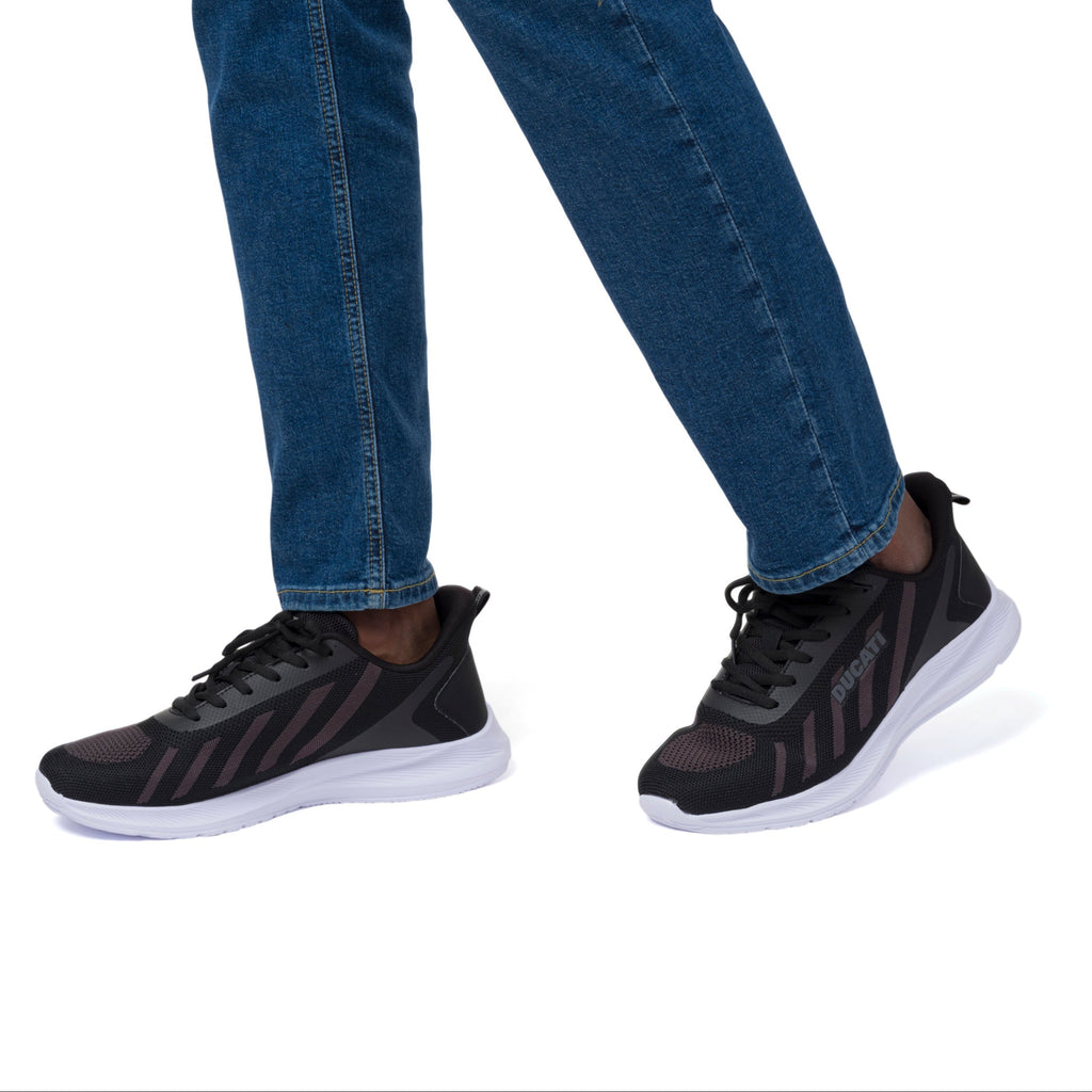 Sneakers nere e grigie da Uomo in tessuto con logo Ducati