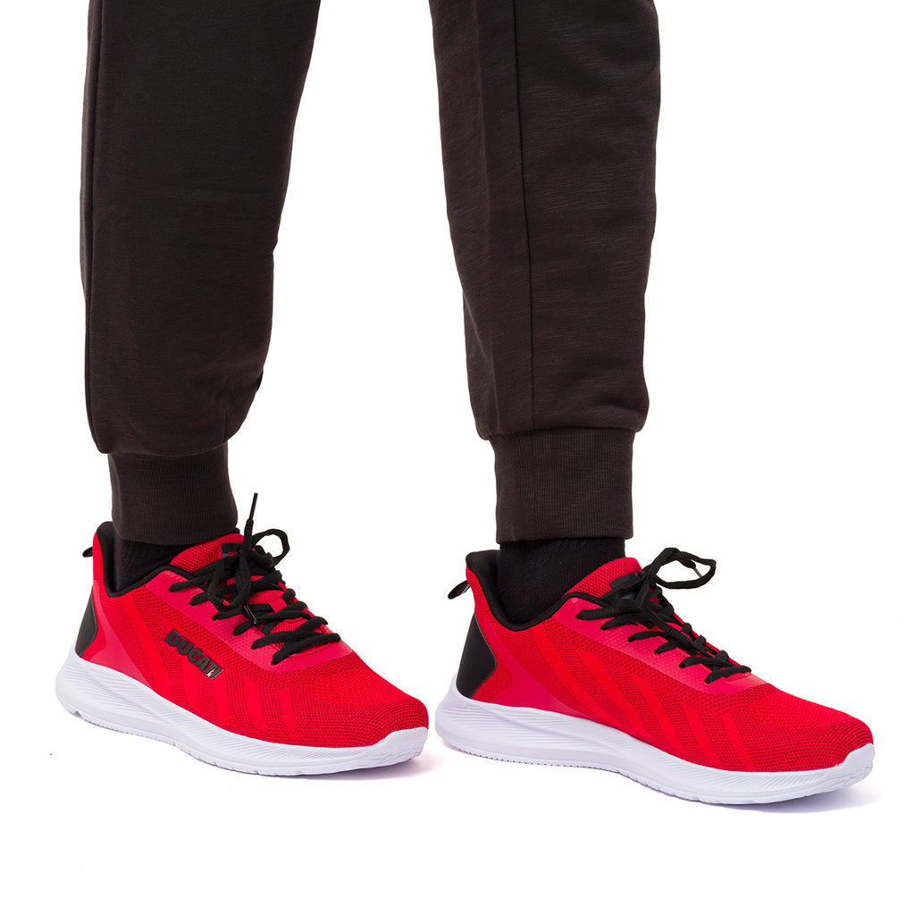 Sneakers rosse e nere da Uomo in tessuto con logo Ducati
