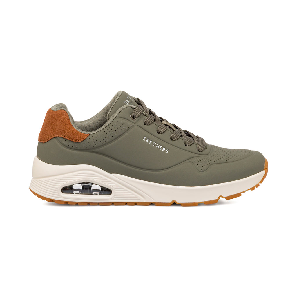Sneakers verde oliva da uomo con soletta memory foam Skechers Uno